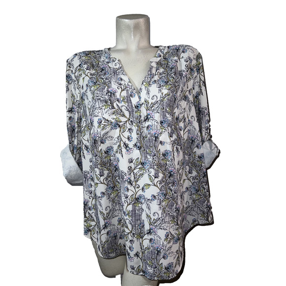 TORRID Top Women's Size 2X (2) Floral HARPER Georgette Pullover 3/4 Slv Blouse - Picture 1 of 7